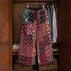 Handcrafted Maroon Patchwork Cotton Wide Leg Culottes