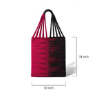 Dhokra Weaving Magenta & Black Split-Tone Woven Tote - Handcrafted Bag