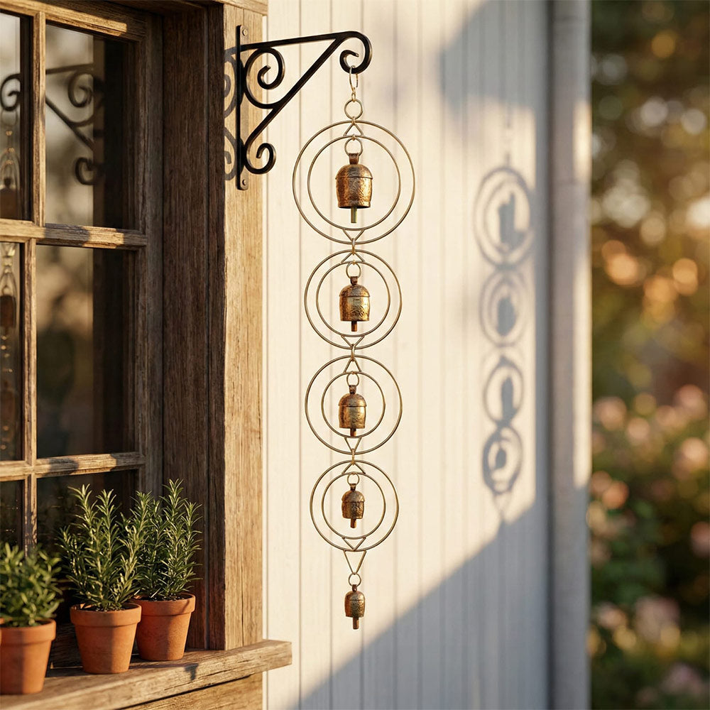 Rustic Tiered Brass Bells Wind Chime