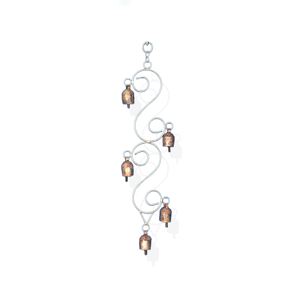 Rustic Hanging S-Curve Metal Garden Bells - Vintage Decor