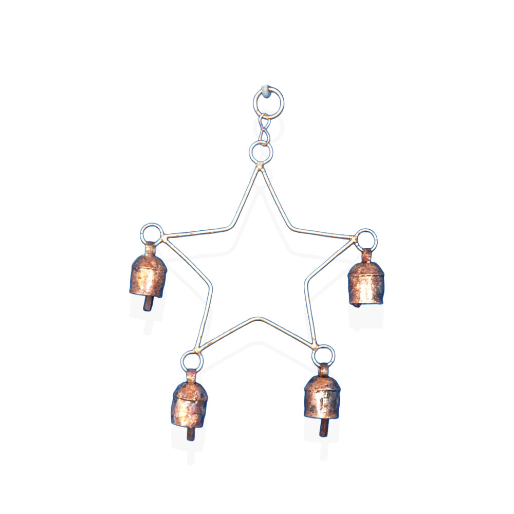 Rustic Star Hanging Metal Garden Bells