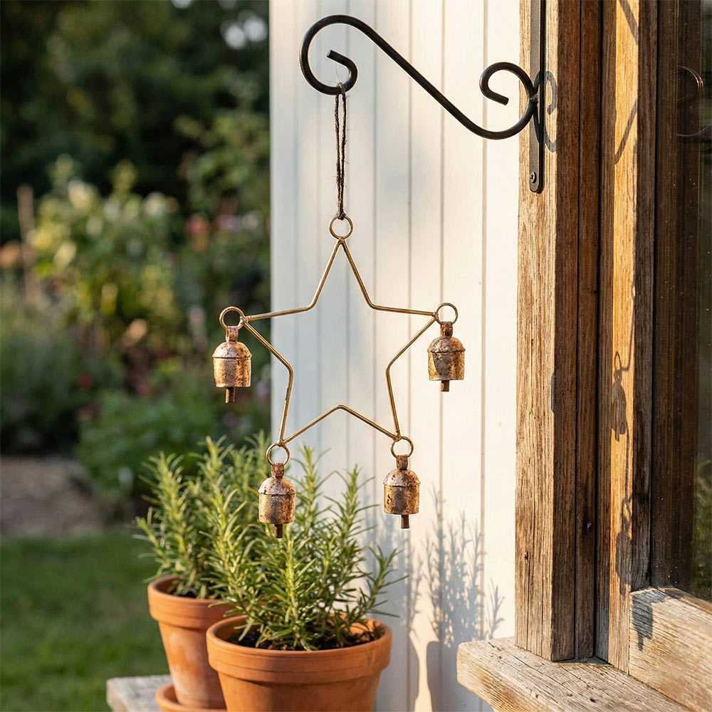 Rustic Star Hanging Metal Garden Bells