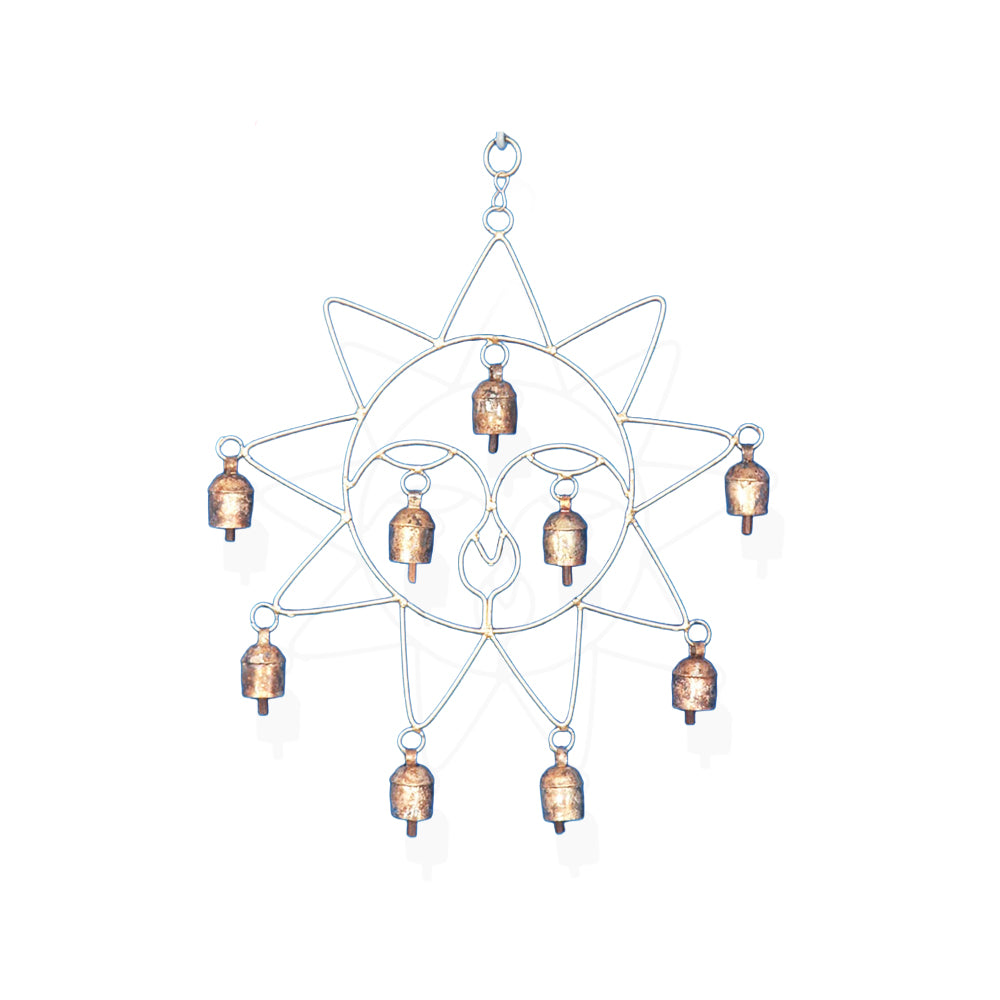 Celestial Copper Sun Metal Wind Chime with Bells