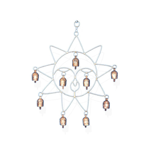 Celestial Copper Sun Metal Wind Chime with Bells