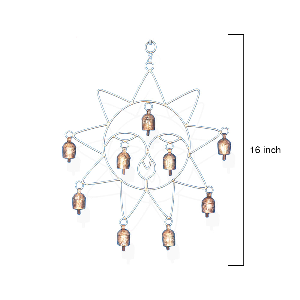 Celestial Copper Sun Metal Wind Chime with Bells