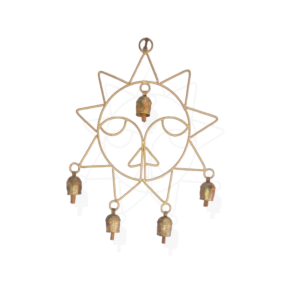 Celestial Sun Metal Wind Chime with Decorative Bells