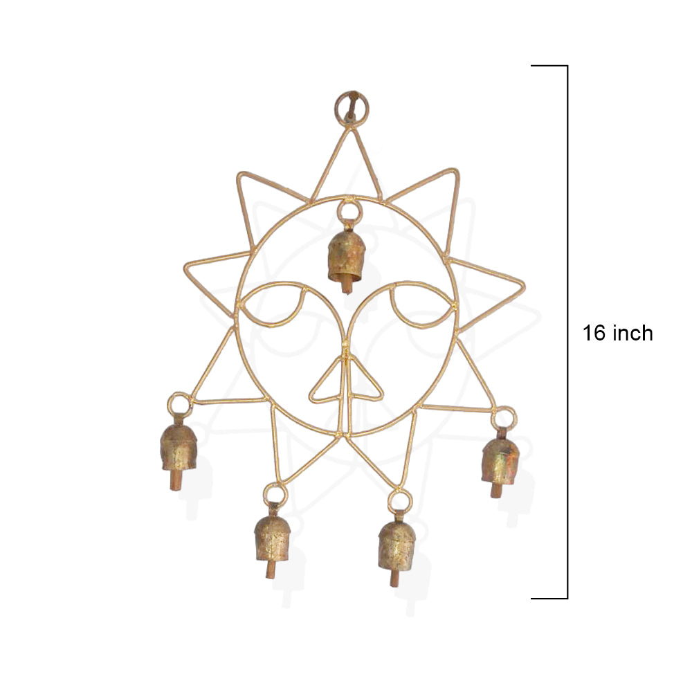 Celestial Sun Metal Wind Chime with Decorative Bells