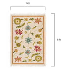 Dimension diagram of Mirzapur Carpets floral wool area rug measuring 5 ft in width by 8 ft in length