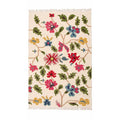 Mirzapur Handwoven Floral Wool Area Rug in 5x8 ft size with colorful botanical pattern on ivory background, top-down full view