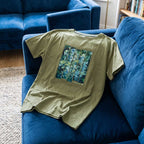 Side angle view of the artisan hand-painted pure cotton t-shirt showing fabric texture and fit.