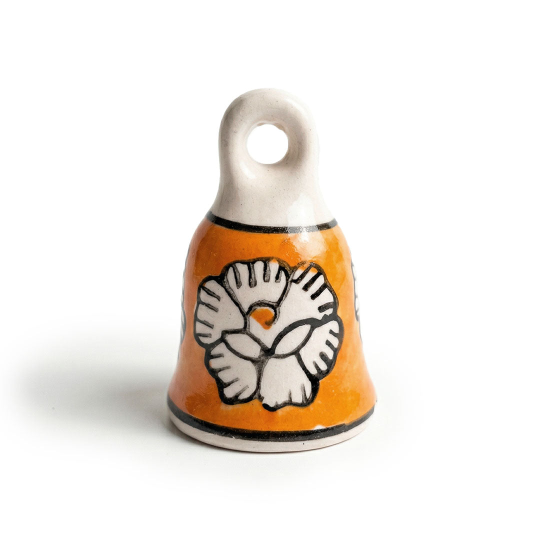 Assorted Hand-Painted Blue Pottery Bell Set of 5