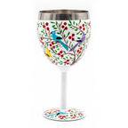 Songbird and Berry Hand-Painted Stainless Steel Wine Glass