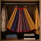 Handmade Patchwork Cotton Maxi Skirt with Ethnic Prints