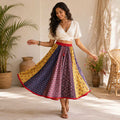 Handmade Patchwork Cotton Maxi Skirt with Ethnic Prints