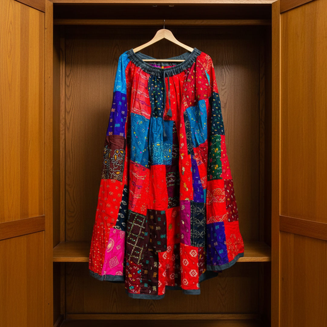 Boho Patchwork Maxi Skirt - Colorful Hippie Long Skirt