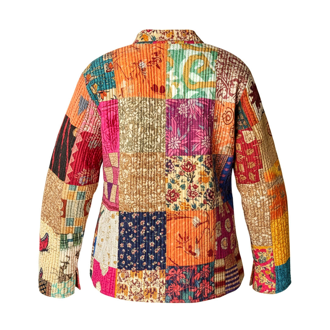 Women's Bohemian Patchwork Quilted Stand Collar Jacket