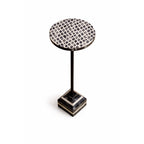 Handcrafted Black and White Inlay Pedestal Drink Table