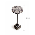 Handcrafted Black and White Inlay Pedestal Drink Table