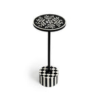 Artisan Monochrome Inlay Pedestal Table with Floral Top