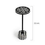Artisan Monochrome Inlay Pedestal Table with Floral Top