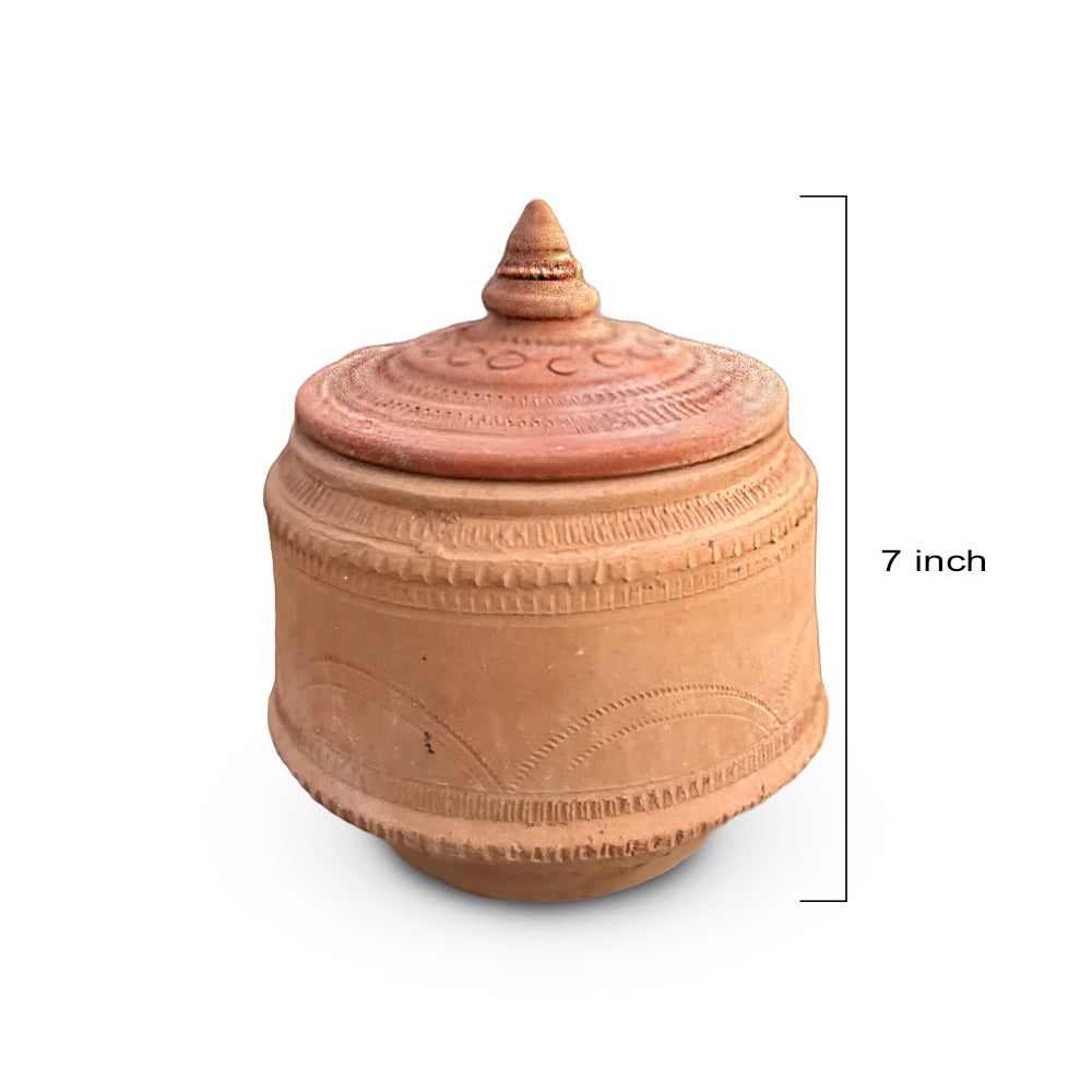 Pokhran Artisan Terracotta Spice Jar with Carved Patterns