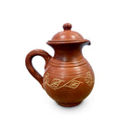 Pokhran Terracotta Water Pitcher with Hand-Carved Leaf Motif