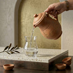Pokhran Terracotta Water Pitcher with Hand-Carved Leaf Motif
