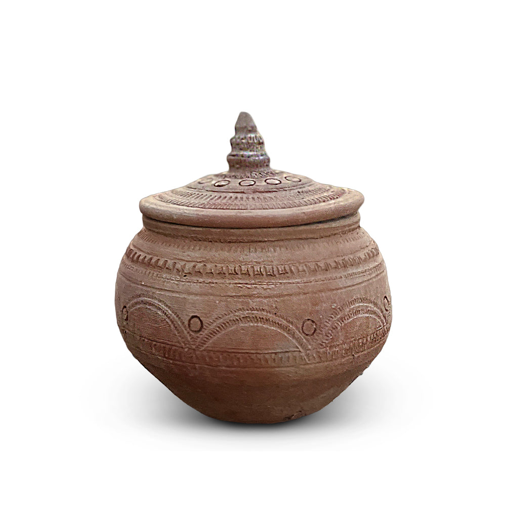 Pokhran Hand-Carved Terracotta Salt Cellar with Lid