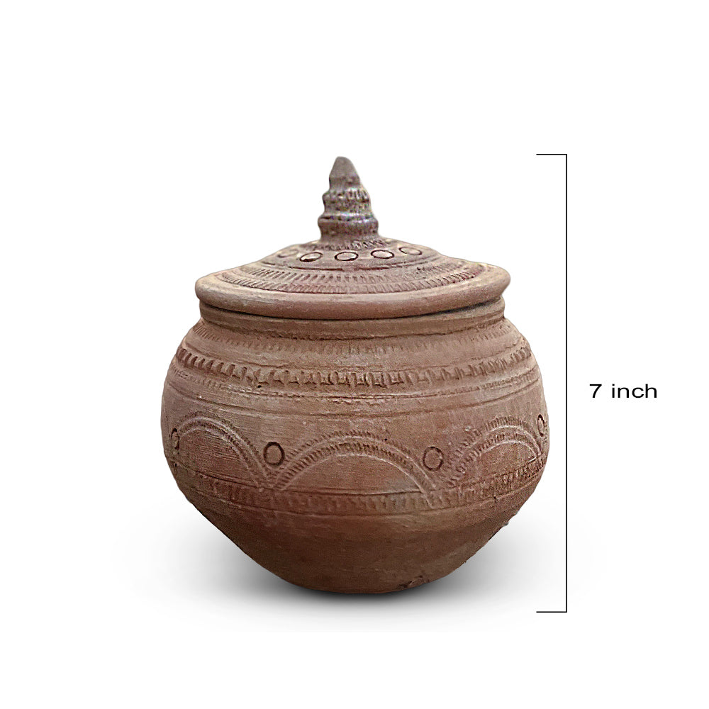 Pokhran Hand-Carved Terracotta Salt Cellar with Lid
