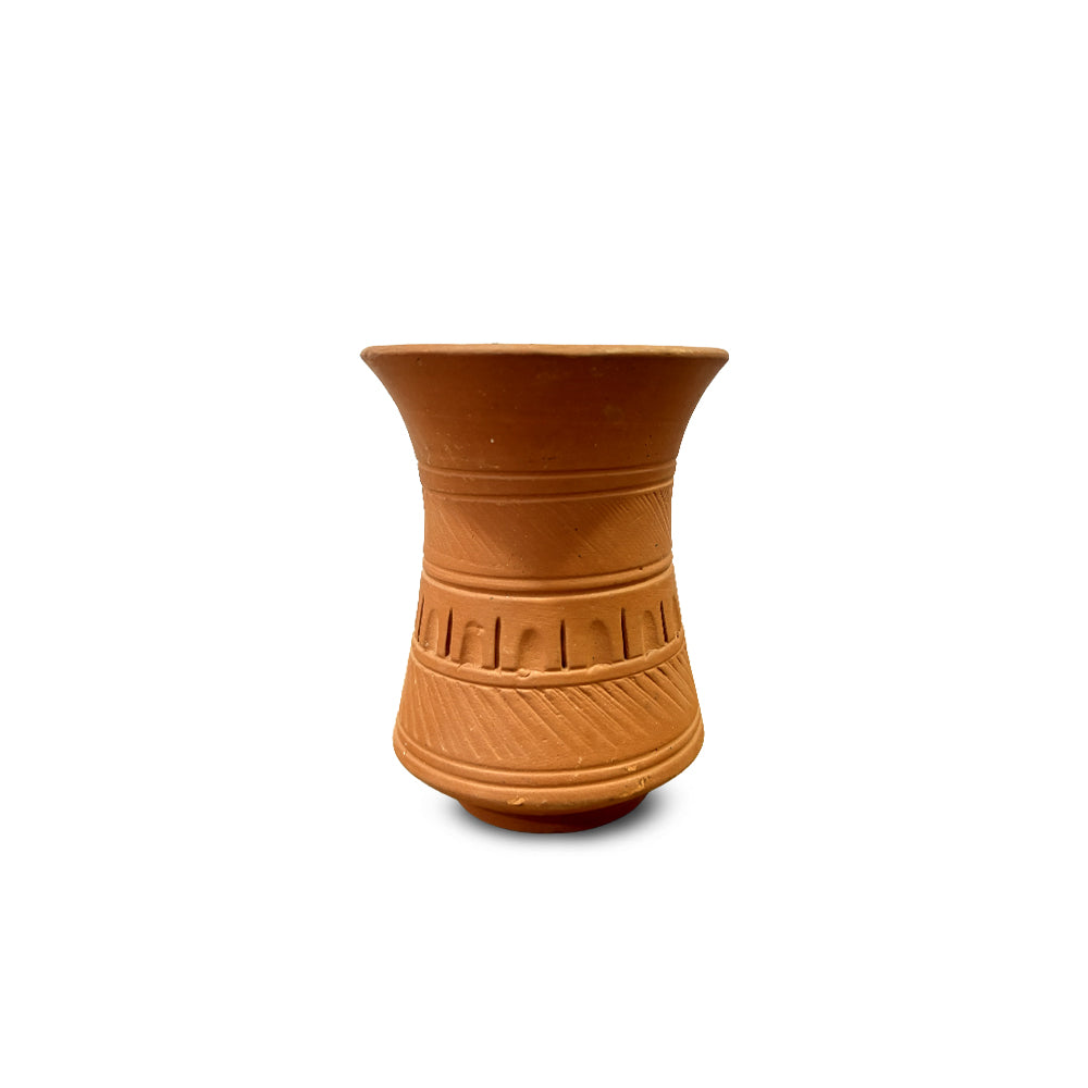Pokhran Hand-Carved Terracotta Chai Glass with Earthy Textures