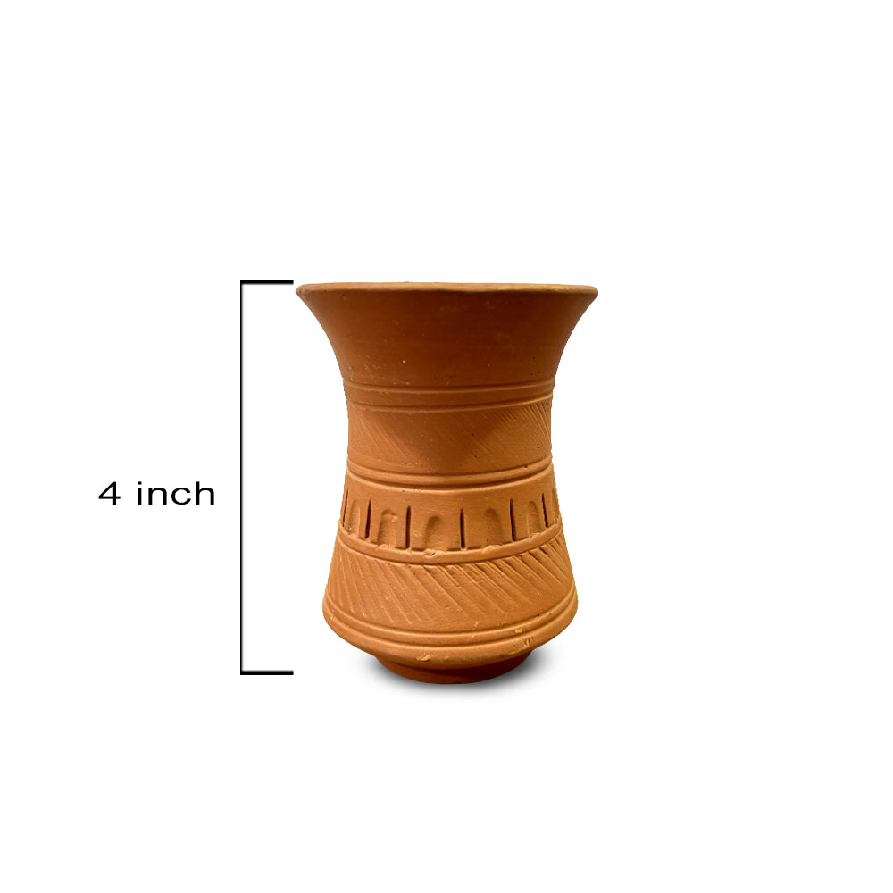 Pokhran Hand-Carved Terracotta Chai Glass with Earthy Textures