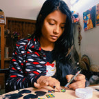 Handmade Mandala Drop Earrings with Gold Accents