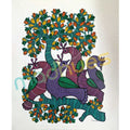 Gond Art: Vibrant Peacocks on a Tree Branch - Paper Only