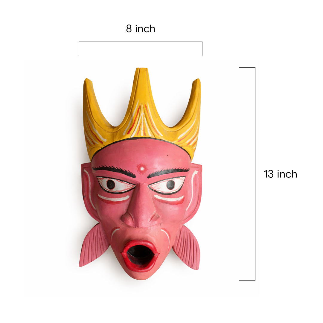 Traditional Gambhira Hand-Carved Wooden Folk Art Mask