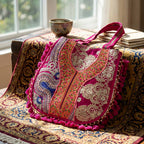 Ornate Kasida Kari Patchwork Tote in Pink and Gold