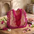 Hand-Crafted Kasida Kari Patchwork Bag in Vibrant Pink