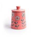 Hand-Painted Pink Floral Ceramic Storage Jar Set