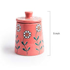 Hand-Painted Pink Floral Ceramic Storage Jar Set