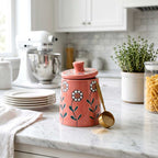 Hand-Painted Pink Floral Ceramic Storage Jar Set