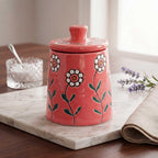 Hand-Painted Pink Floral Ceramic Storage Jar Set