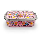 Blush Pink Artisanal Floral Hand Painted Stainless Steel Tiffin