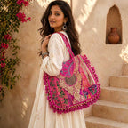 Bohemian Kasida Kari Patchwork Bag with Gold Threadwork