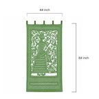 Olive Green Raja Applique Cotton Tab Top Curtain