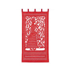 Scarlet Red Raja Applique Tab Top Curtain