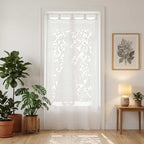 Hand-Appliqued Raja White Cotton Curtain Panel