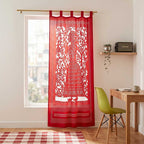 Red Rani Handcrafted Applique Cotton Curtain Panel