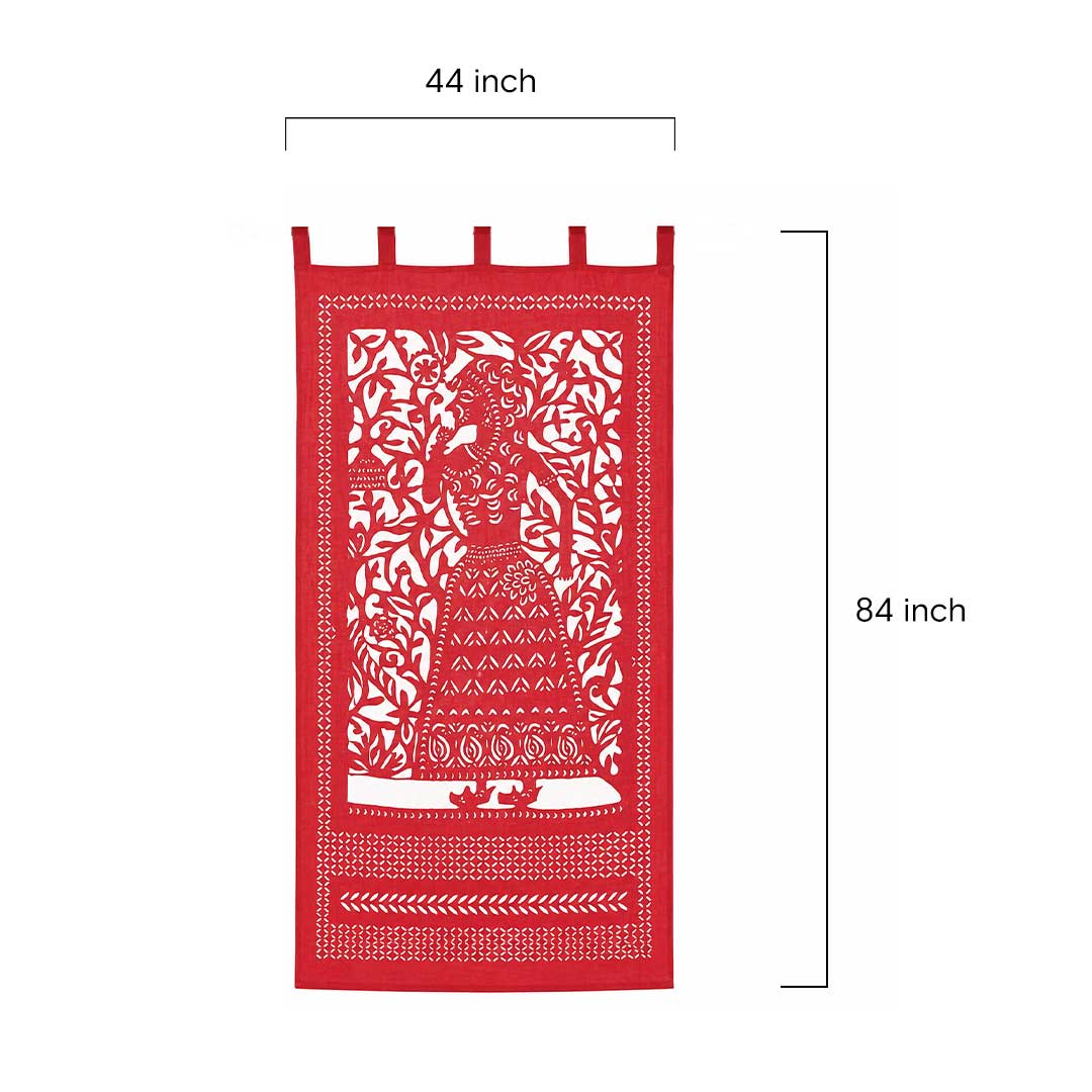 Red Rani Handcrafted Applique Cotton Curtain Panel