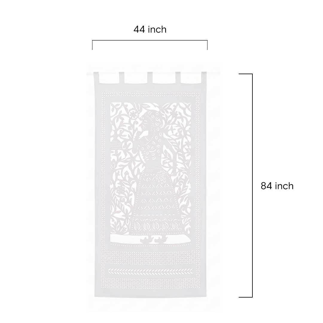 White Applique Rani Handmade Cotton Curtain