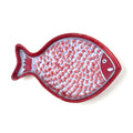 Red Hand-Painted Fish Shape Blue Pottery Trinket Dish