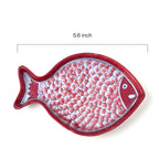 Red Hand-Painted Fish Shape Blue Pottery Trinket Dish
